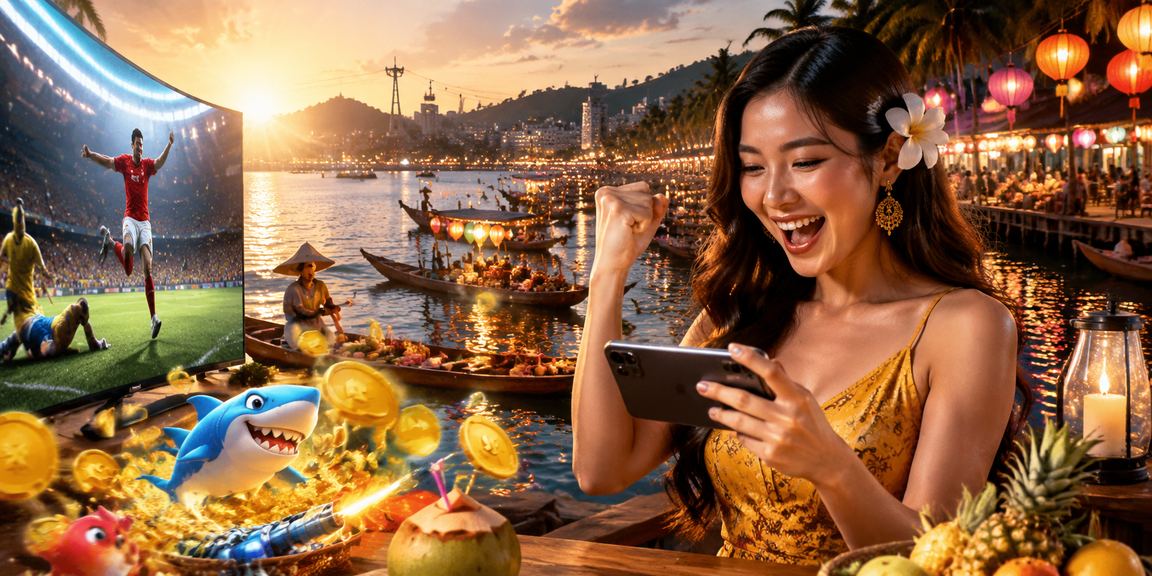 Người dùng sử dụng điện thoại tham gia casino trực tuyến tại bãi biển Phú Quốc với ưu đãi voucher