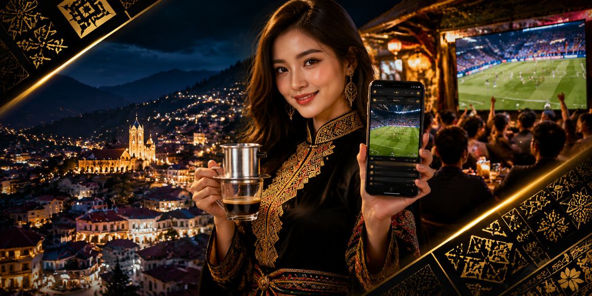 Người dùng tại Sapa nhâm nhi cà phê và theo dõi kết quả cược bóng đá trên điện thoại
